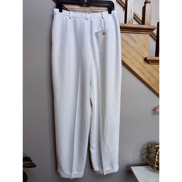 Lauren Ralph Lauren Womens White High Waist Dress Pants Sz 12 Quiet Luxury Old $ - Picture 4 of 7